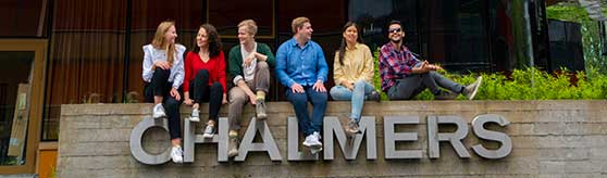 Students witting by Chalmers University