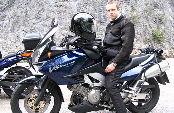 Volker Rossmann on his motorcycle Volker Rossmann on his motorcycle