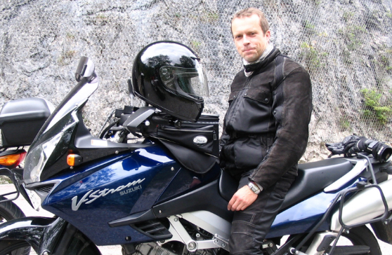 Volker Rossmann on his motorcycle